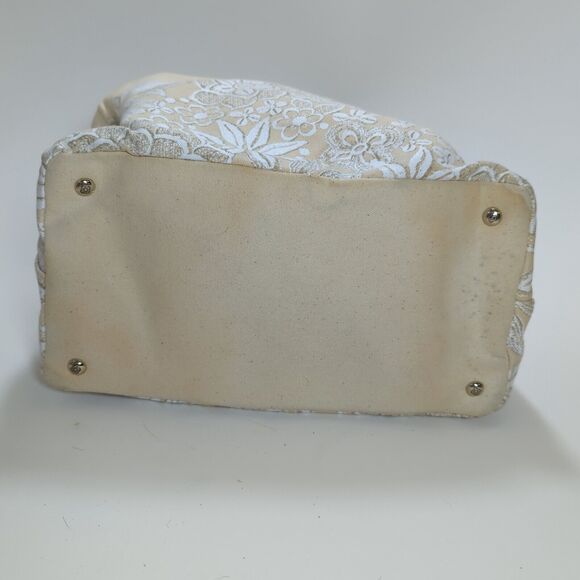 Oscar de la Renta Tote Bag Purse Neiman Marcus Target Floral Lace Canvas Flaw - Picture 7 of 16